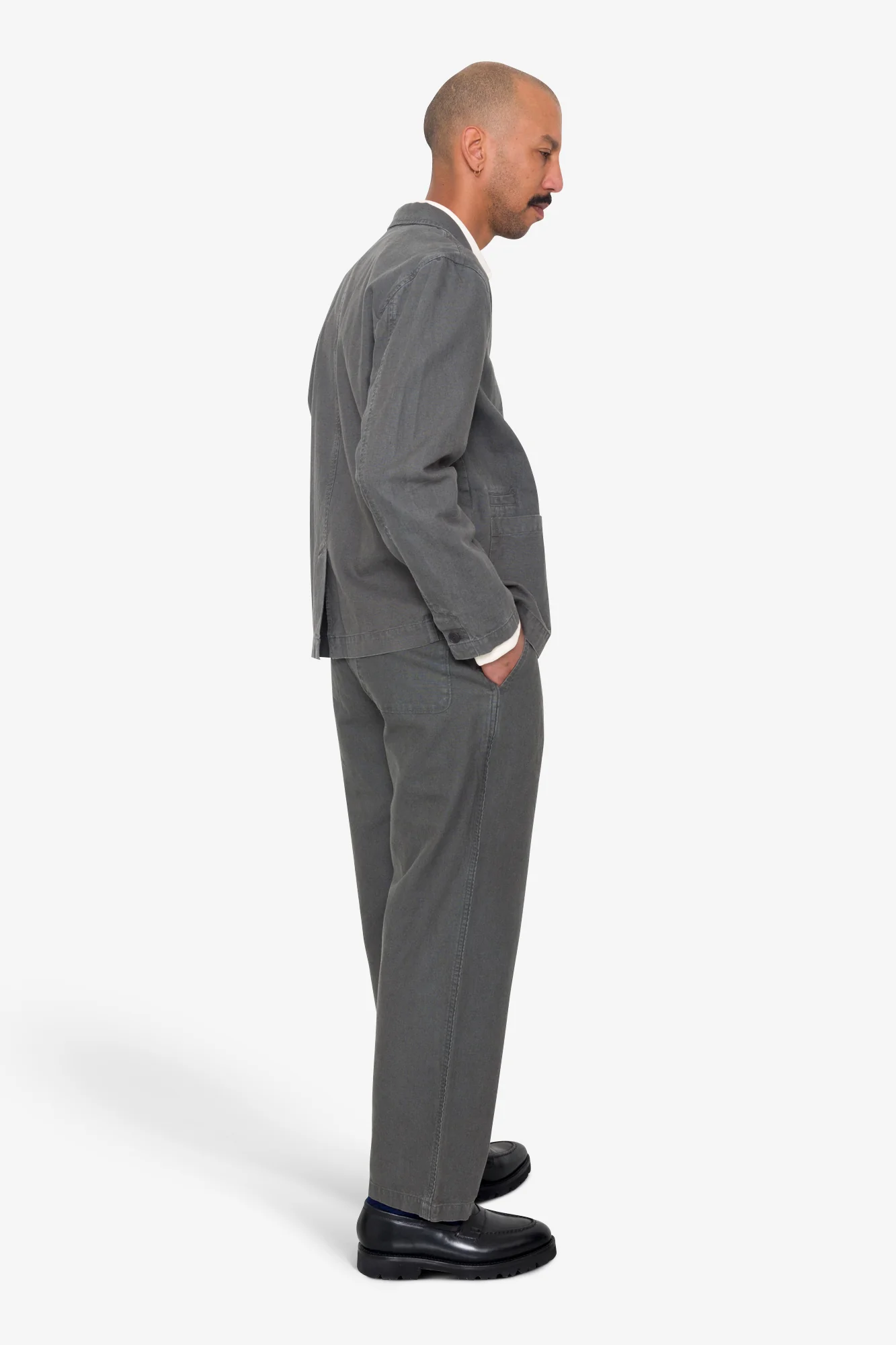 Wide Fit Blazer - Charcoal Hemp Canvas - Image 6