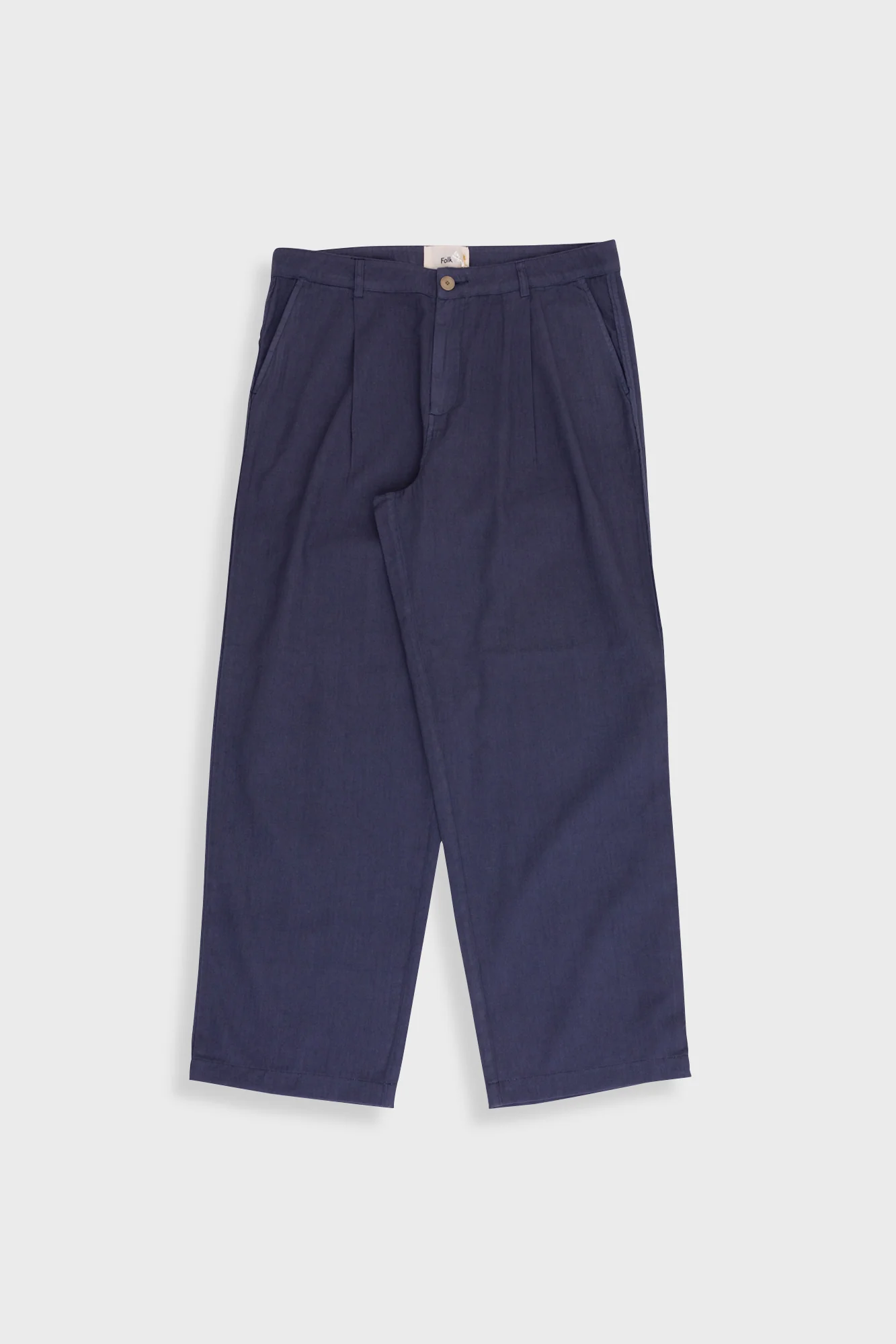 Wide Fit Trouser - Soft Navy Herringbone