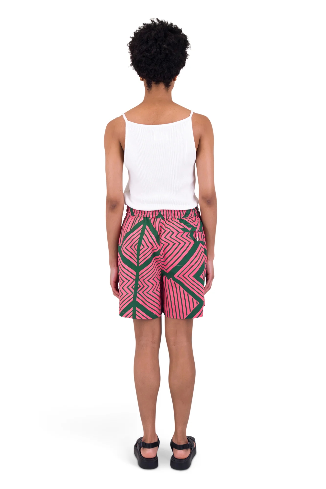 Wide Signal Shorts - Pink Green Diamond Print - Image 8